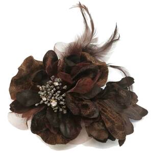  velour corsage go in . type go in . type flower core rhinestone & feather attaching Brown 6u-4 formal lady's wedding stylish 