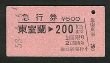 A型急行券 御崎駅発行 東室蘭から200kmまで 昭和50年代（払戻券）_画像1
