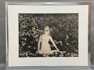 【純】小松 均「銅版画・手彩色１２号大”花の精”自筆サイン・真作～日本画巨匠・オリジナル大作稀少作傑作品」文化功労者