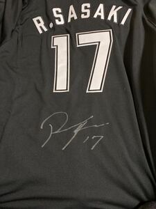  Chiba Lotte Marines Sasaki .. player with autograph uniform L size BLACK visitor uniform 