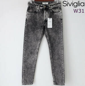  new goods unused SIVIGLIAsibi rear Italy made beautiful legs jeans Denim tapered slim pants gray black black men's W31 M size 