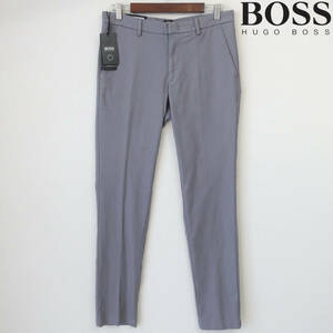 新品 未使用 BOSS HUGO BOSS ヒューゴ・ボス 上品 スリム ストレッチ スラックス パンツ チノパン バーズアイ グレー メンズ 46 Mサイズ