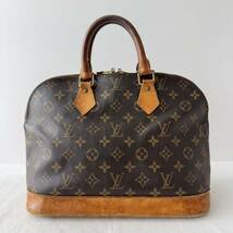 1円〜★LOUIS VUITTON ルイヴィトン アルマ モノグラム ハンドバッグ ブラウン レザー M51130 PVC ドーム型 カデナ ラウンドジップ 茶色 6_画像2