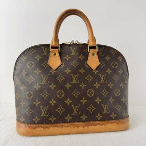 1円〜★LOUIS VUITTON ルイヴィトン アルマ モノグラム ハンドバッグ ブラウン レザー M51130 PVC ドーム型 カデナ ラウンドジップ 茶色 8