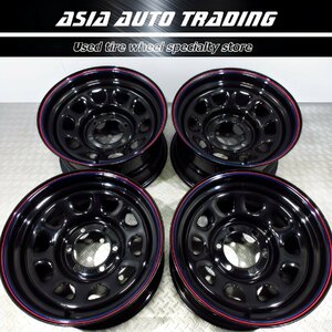 良品 SHONE SST DAYTONA SH186 赤青ライン 16インチ 8J±0 PCD139.7-6穴 デイトナ ブラックスチール ランクル 80 90 プラド 215 サーフ 他