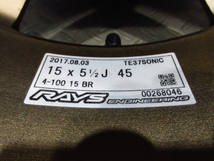 美品 走行極少 RAYS VOLK TE37 SONIC 15インチ 5.5J+45 PCD100-4穴 H36S アルトワークス 他 カスタム 軽自動車 コンパクトカー 等_画像6