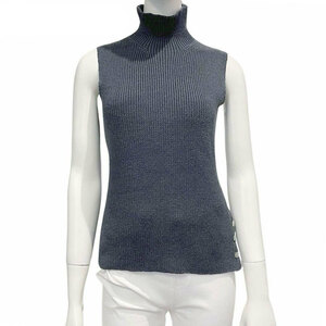 HERMES Hermes no sleeve knitted silk poly- amidoXS gray silver metal fittings Margiela period 
