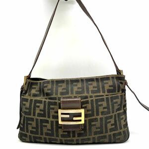 1円●高級品●FENDI フェンディ ズッカ マンマバケット ワンショルダーバッグ ハンドバッグ キャンバス レザー ブラウン 茶系 レディース