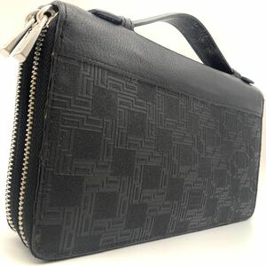 1円●高級品●Dunhill ダンヒル ディーエイト オーガナイザー ラウンドファスナー長財布 ウォレット PVC レザー ブラック 黒 メンズ