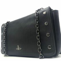 1円●極美品●Vivienne Westwood ヴィヴィアンウエストウッド オーブ金具 チェーンショルダーバッグ スタッズ金具 レザー 黒 レディース_画像1