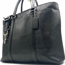 1円●美品/定価10万●COACH コーチ メトロポリタン 2way トートバッグ ビジネスバッグ ショルダーバッグ 牛革 ペプルドレザー 黒 メンズ_画像1