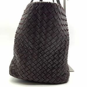 1円●新品同然●BOTTEGA VENETA ボッテガヴェネタ トートバッグ ビジネスバッグ ショルダー肩掛け◎ イントレチャート レザー 濃茶 メンズの画像5