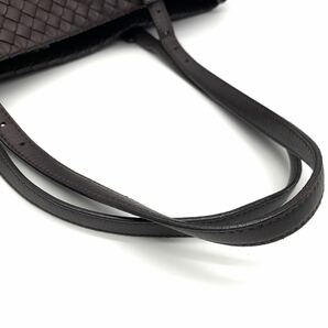 1円●新品同然●BOTTEGA VENETA ボッテガヴェネタ トートバッグ ビジネスバッグ ショルダー肩掛け◎ イントレチャート レザー 濃茶 メンズの画像8