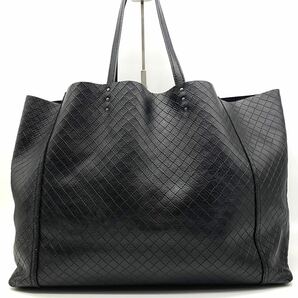 1円●美品●BOTTEGA VENETA ボッテガヴェネタ イントレッチオミラージュ トートバッグ ビジネスバッグ ショルダー肩掛け レザー 黒 メンズの画像3