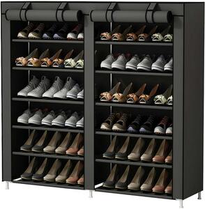  shoe rack shoe box 2 line 6 stage dustproof non-woven high capacity coffee color 
