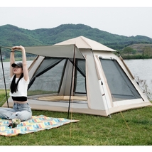 テント ワンタッチテント ワンタッチ式 キャンプ　簡単設営 窓口あり　通気性抜群　210D　二重防水 防風 UVカット　UPF50+ 　3~4人用テント_画像8