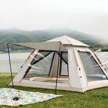 テント ワンタッチテント ワンタッチ式 キャンプ　簡単設営 窓口あり　通気性抜群　210D　二重防水 防風 UVカット　UPF50+ 　3~4人用テント_画像1