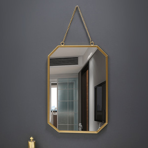 壁掛けミラー壁掛け鏡 吊り鏡 軽量 ミラー 北欧雑貨 アンティーク 玄関 洗面 化粧 浴室 化粧鏡 ゴールドミラー 化粧鏡　Mサイズ
