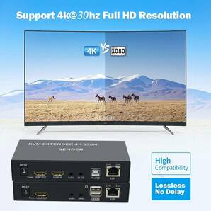 【美品】4K HDTV LM2035 120M KVMエクステンダーHDMI互換USBエクステンダー、CAT6 RJ45 Lanイーサネットエクステンダー、ループ3.5mm 120Mの画像8