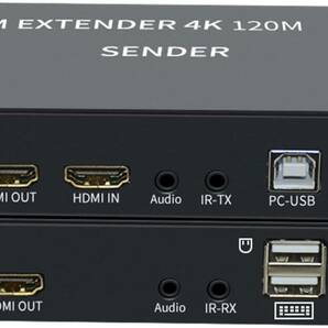 【美品】4K HDTV LM2035 120M KVMエクステンダーHDMI互換USBエクステンダー、CAT6 RJ45 Lanイーサネットエクステンダー、ループ3.5mm 120Mの画像3