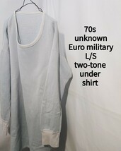 Vintage unknown Euro military L/S two-tone under shirt 70s ユーロ ミリタリー ？ ツートンカラー 長袖 アンダー シャツ ビンテージ_画像1