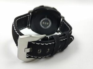 ミリタリー腕時計ベルト 本革レザー ウォッチバンド ステンレスバックル バネ棒付属 20mm ブラック