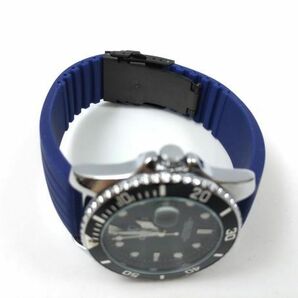 シリコンラバーストラップ 交換用腕時計ベルト Dバックル 22mm ネイビーXブラックの画像2
