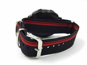  nylon made military strap cloth belt nato type wristwatch black red stripe 20mm