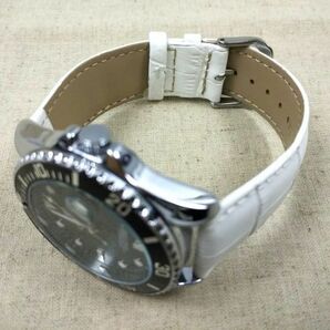 時計交換ベルト クロコ型押し 本革レザー バネ棒 工具付き 24mm ホワイトの画像2
