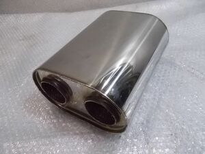 ★未使用!★社外 オールステンレス サイレンサー マフラー タイコ デュアル出し用 加工用 全長約250mm / R3-379