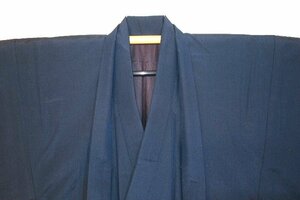 .9207RMbook@ silk Satsuma silk crepe man kimono feather woven .73 height 151 К dark blue a RaRe . tea person preference present-day thing new goods outlet 