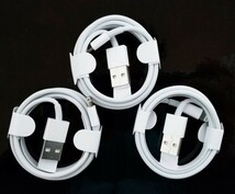 3本入り 期間限定 純正品質 iPhone 充電ケーブル 充電器 コード lightning cable USBケーブル 長さ 約1M アイフォン充電 丸型 送料無料_画像1