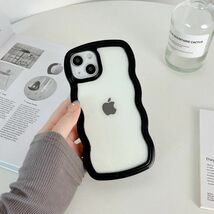 D 黒 iPhone 14 ケース カバー 可愛い 女性 人気 アイフォン 保護 丈夫 頑丈 耐衝撃 裏面 透明 持ちやすい Apple アップル 軽量 ブラック_画像1