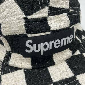 新品 19SS Supreme Checkerboard Boucle Camp Cap Black White シュプリーム チェッカーボード ブークレ キャンプ キャップ 白黒 F466の画像7