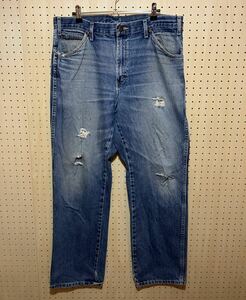 【W36/L32】90's VINTAGE Dickies Damage Denim Pants 90年代 ヴィンテージ ディッキーズ ダメージ デニム パンツ F444