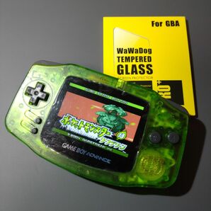 ゲームボーイアドバンス クリアグリーン ips液晶 ガラススクリーンプロテクター付属 バックライト GBA IPS #220