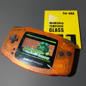 ゲームボーイアドバンス クリアオレンジ ips液晶 ガラススクリーンプロテクター付属 バックライト GBA IPS #0219