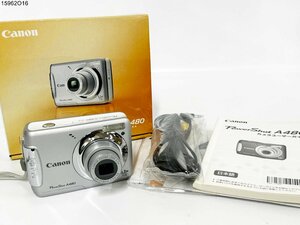★シャッターOK◎ Canon キャノン PowerShot A480 パワーショット シルバー コンパクト デジタルカメラ 説明書 箱付 15962O16-10