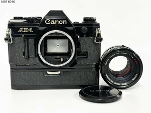 ★シャッターOK◎ Canon キャノン AE-1 FD 50mm 1:1.4 S.S.C. 一眼レフ フィルムカメラ ブラックボディ レンズ ワインダー 15971O16-8