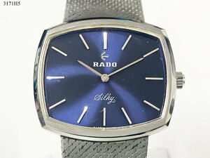 ★稼働品◎ RADO ラドー Silky シルキー 手巻き 17石 2針 シルバー ネイビー文字盤 メンズ 腕時計 純正ベルト 3171H5-15