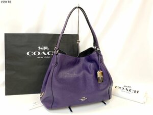 ★COACH コーチ 36468 イーディ ショルダーバッグ 31 クロスグレイン レザー パープル系 肩掛け BAG レディース 1991T8-1