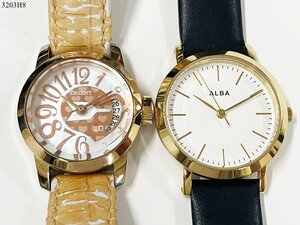 ★稼働品◎ ORIENT オリエント io SZ3M-R0 SEIKO セイコー ALBA アルバ VJ21-KP50 クォーツ レディース 腕時計 2点セット 3203H8-16