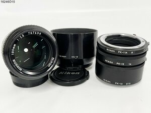 ★Nikon ニコン NIKKOR 105mm 1:2.5 一眼レフ カメラ レンズ HS-8 フード PK-11A PK-12 PK-13 接写リング 16246O15-12