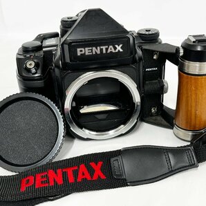 ★シャッターOK◎ PENTAX ペンタックス PENTAX 67Ⅱ 中判 フィルムカメラ ボディ 木製グリップ付 16352O5-10の画像1