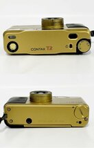 ★CONTAX コンタックス T2 Carl Zeiss Sonnar 2.8/38 T* チタンゴールド コンパクト フィルムカメラ ケース 通電可能 ジャンク 16241O15-9_画像3