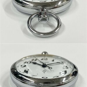 ★稼働品◎ SEIKO 7550-0010 昭 57 53 新鉄Q クォーツ 3針 シルバー 懐中時計 鉄道時計 電池交換済 3219H15-15の画像3