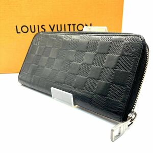 極美品 LOUIS VUITTON ルイヴィトン 長財布 ジッピーウォレット ダミエ アンフィニ ヴェルティカル レザー 黒 ブラック ラウンド メンズ