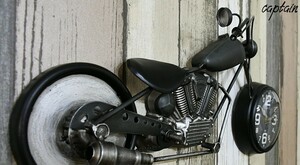 壁掛け時計 掛時計 時計 ブリキ バイク レトロ アメリカン ビンテージ アンティーク ハーレー おしゃれ かっこいい インテリア 黒 1
