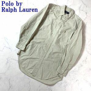 ポロバイラルフローレン 長袖シャツ 綿 ボタンダウン ベージュPolo by Ralph Lauren コットン ワンポイント刺繍 39 C8839の画像1