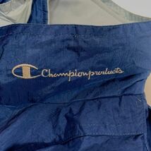 80s Champion チャンピオンジップアップブルゾンブルーカジュアル ヴィンテージ感 プリント 刺繍入り ドロップショルダー M C9478_画像6